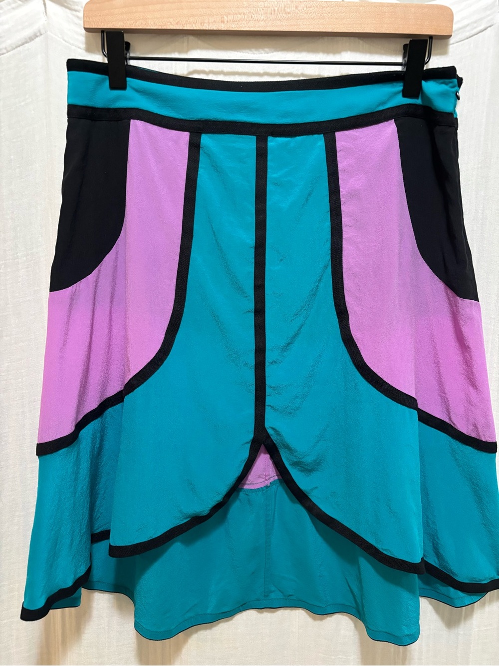 Vintage Armani Exchange A|X Silk Women’s Colorblock Skirt Blue Purple Black 8
